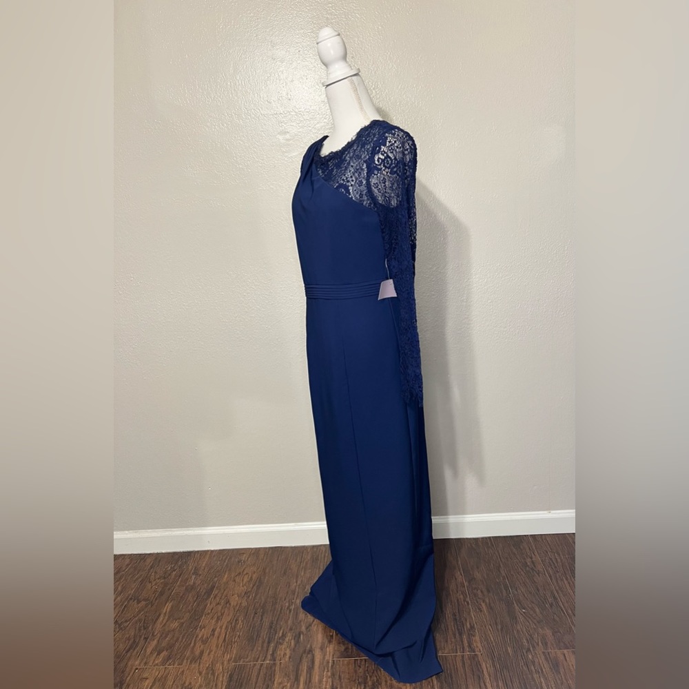 JS COLLECTIONS Women’s Maria Scallop Column Gown Blue Size 10 - Picture 9 of 16